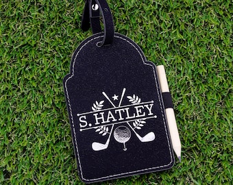 Personalized Golf Bag Tag: Leatherette Golf Cart Accessory, Tee Holder