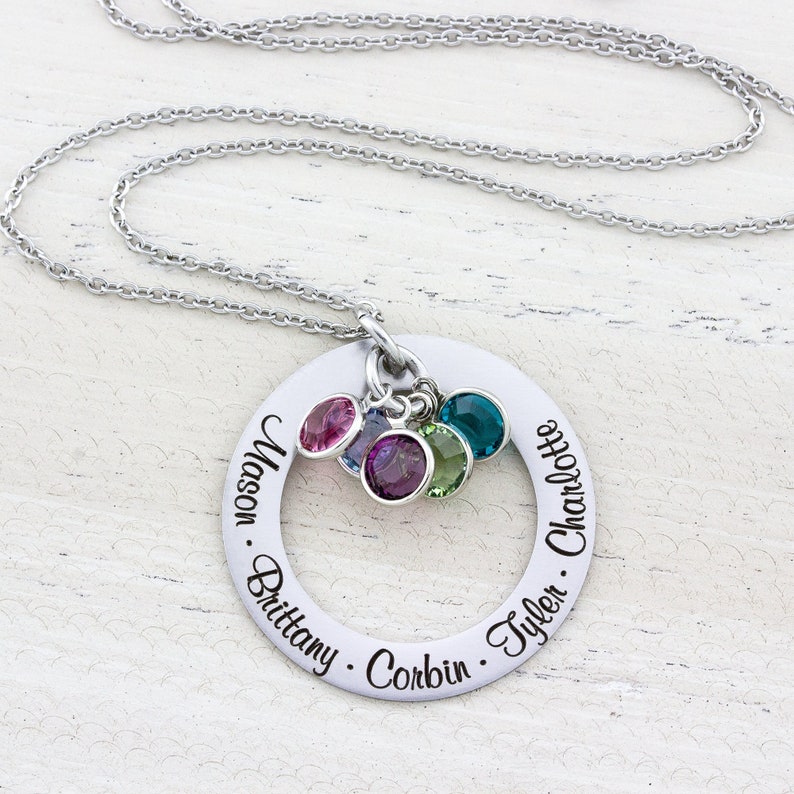 Custom Name Necklace, Mother Necklace with Kids Names, Personalized Necklace with Birthstones, Mom Necklace, Mothers Day, Personalized Gift image 1