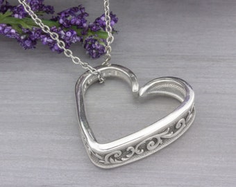 Spoon Heart Necklace, Silverware Jewelry, Spoon Pendant, Heart Pendant, Silverware Necklace, Esperanto, 1967, Mom Gift, Mothers Day Gifts