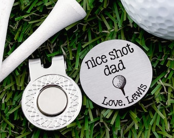 Golf Ball Marker Golf Gifts for Men, Personalized Dad Golf Gift, Grandpa Gift, Fathers Day Gift, Custom Engraved Golf Gift for Dad