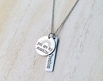 You Are My Sunshine, Baby Name Necklace, Personalized Gifts for Mom, Mothers Day Necklace, First Time Mom Gift,