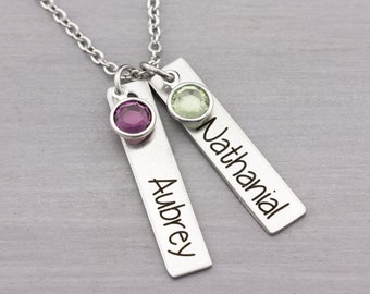 Mom Necklace With Kids Names Birthstone 