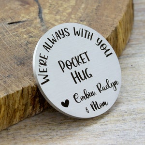 Personalized Pocket Hug Deployment Gift, Thinking of You Custom Coin Long Distance Moving Away Gift for Friend
