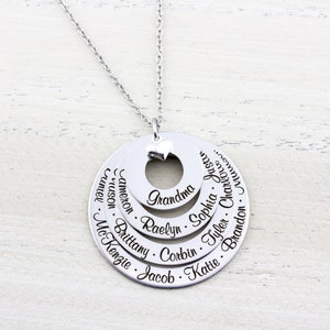 Grandma Gift Personalized Name Necklace with Kids Names, Engraved Family Necklace, Mothers Day Gift for Grandma
