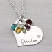 Personalized Grandma Birthstone Necklace - Personalized Name Jewelry - Custom Engraved Heart Necklace Birthstones - Mother's Day Gifts Mom 