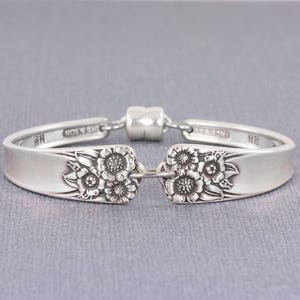 Silverware Jewelry, Spoon Bracelet, Vintage Jewelry from Silverware, Flower Pattern, Sunflower, April 1950, Mothers Day Gift, Gift for Mom image 4