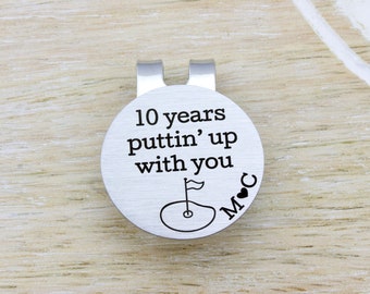 10 Year Anniversary Gifts for Men, Golf Ball Markers, Custom Golf Gifts, Personalized Golf Gifts for Men, Anniversary Gift, Husband Gift,