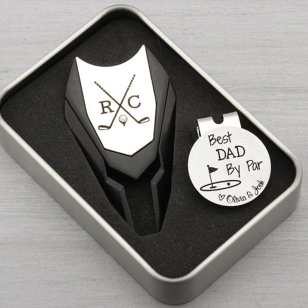 Divot Tool Personalized Golf Ball Marker - Gift for Dad Husband Father's Day - Custom Engraved Golf Gifts for Men - Personalized Gift Set