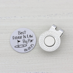 Best Father In Law By Par Personalized Golf Ball Marker Hat Clip, Golf Gifts for Men, Wedding Gift, Father of the Groom Gift from Bride
