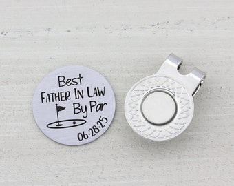 Best Father In Law By Par Engraved Golf Ball Marker with Hat Clip, Golf Gifts for Men Personalized, Wedding Golf Gift, Father In Law Gift