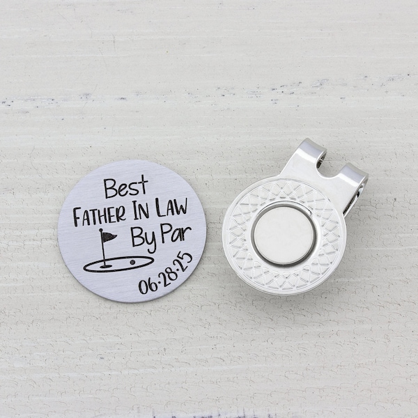 Best Father In Law By Par Engraved Golf Ball Marker with Hat Clip, Golf Gifts for Men Personalized, Wedding Golf Gift, Father In Law Gift