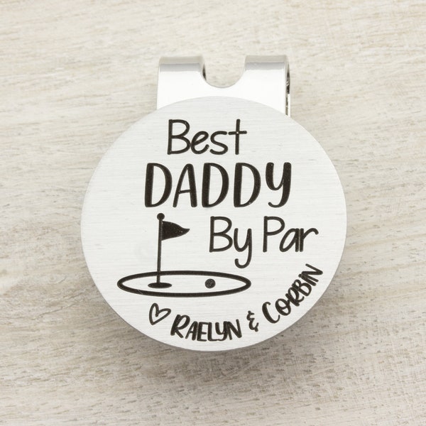 Custom Golf Ball Marker Hat Clip, Dad Golf Gifts, Golf Gifts for Men, New Dad Gift Personalized with Kids Names, Fathers Day Gift from Kids