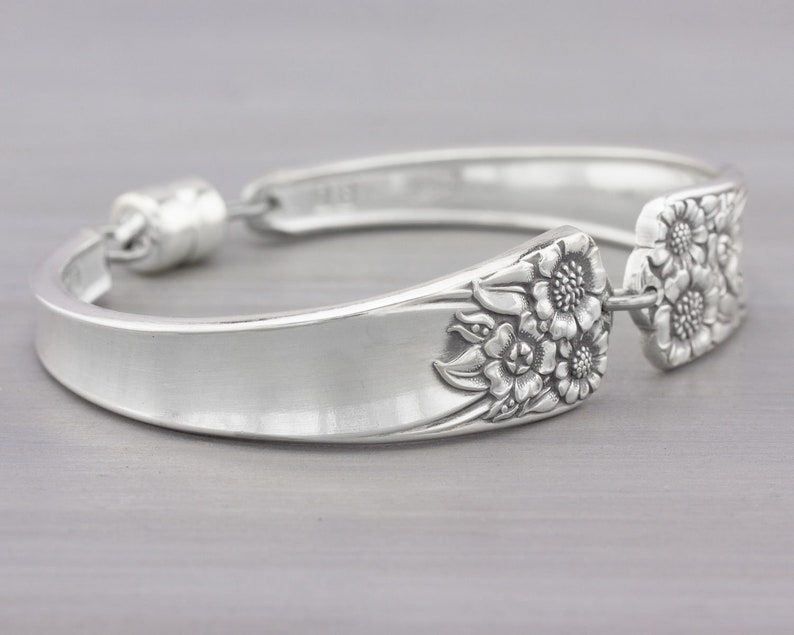 Silverware Jewelry, Spoon Bracelet, Vintage Jewelry from Silverware, Flower Pattern, Sunflower, April 1950, Mothers Day Gift, Gift for Mom image 3