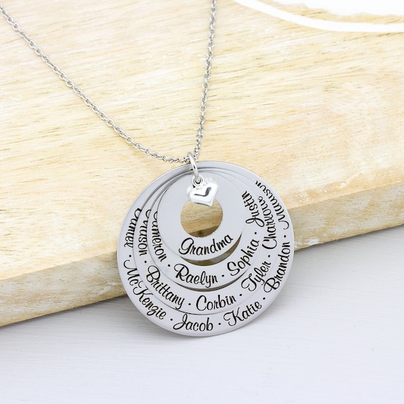 Personalized Family Name Necklace: Engraved Stainless Steel