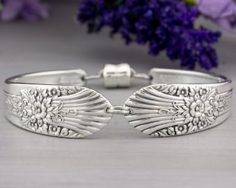 Spoon Jewelry - Silverware Bracelet - Silver Mist/Marigold 1935 Antique Silverware Jewelry - Birthday Gift for Her - Mothers Jewelry