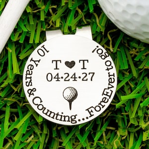 Personalized Golf Ball Marker - Years and Counting Gift - Anniversary Golf Gift  - Personalized Golf Ball Marker and Hat Clip