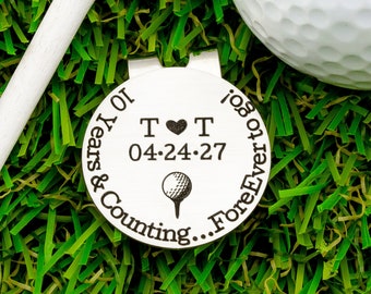 Personalized Golf Ball Marker with Hat Clip, Anniversary Golf Gifts