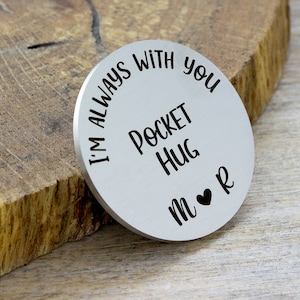 Pocket Hug, Pocket Token, Love Token, Long Distance Boyfriend Gift, Going Away Gift, Custom Coin, Thinking of You Gift