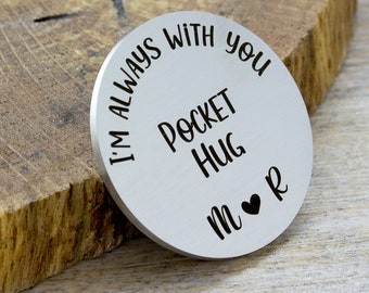 Pocket Hug, Pocket Token, Love Token, Long Distance Boyfriend Gift, Going Away Gift, Custom Coin, Thinking of You Gift