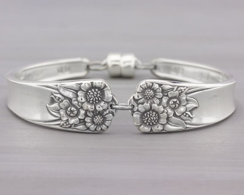 Silverware Jewelry, Spoon Bracelet, Vintage Jewelry from Silverware, Flower Pattern, Sunflower, April 1950, Mothers Day Gift, Gift for Mom image 2