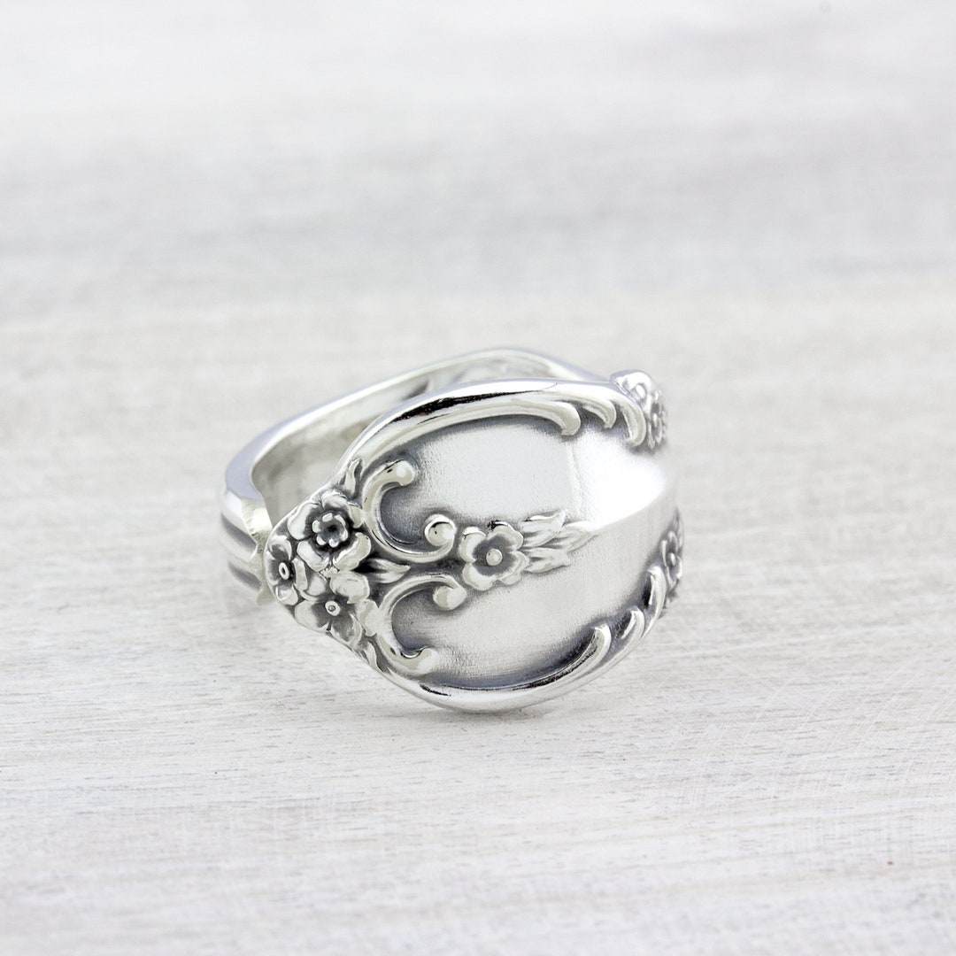 Antique Spoon Ring, Silverware Jewelry, Thumb Ring, Floral Ring ...