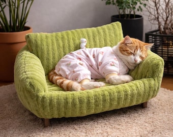 Washable Plush Pet Bed – Soft Spring Summer Dog & Cat Sofa, Cozy Indoor Bed for Small to Medium Pets, Breathable Pet Couch