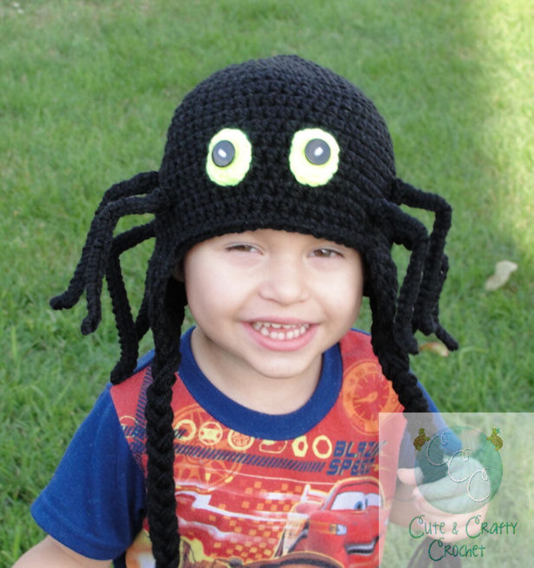 Creepy Carl Spider Beanie With Pose Able Legs - Crochet - Instant