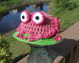 Frog On A Lily Pad Sun Hat - PDF Crochet Pattern - INSTANT DOWNLOAD