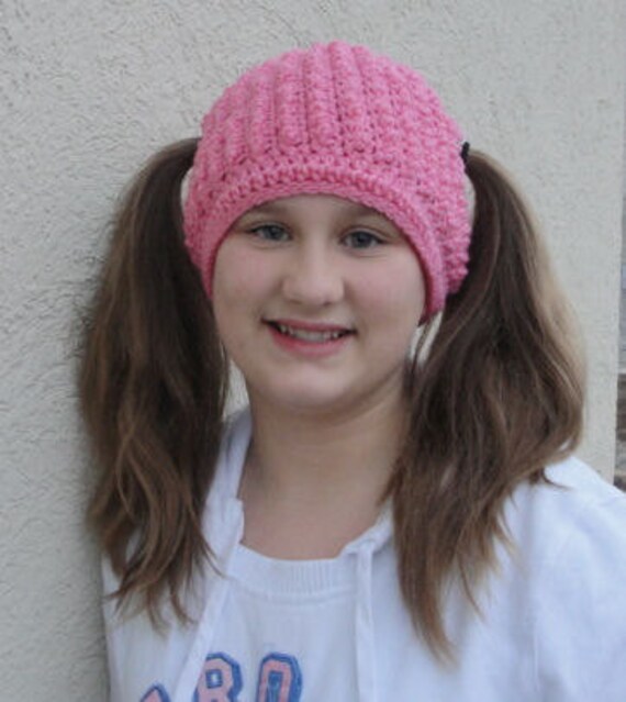 Crochet Pattern natalie Pigtail Beanie 