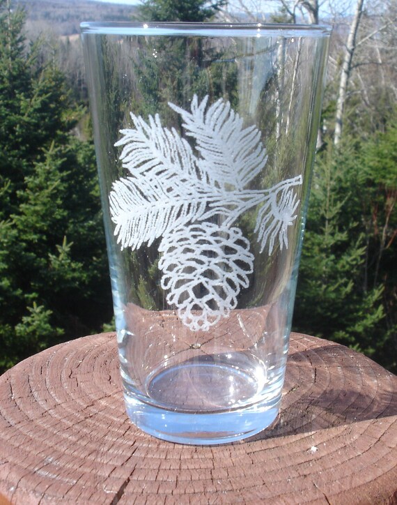 Items similar to Pine Cone Etched Glassware on Etsy
