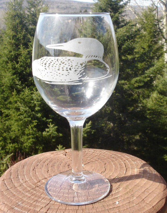 Items similar to Loon Etched Glassware on Etsy