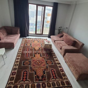 Großer Vintage Kars Kaukasier Teppich 3 x 2 Meter – Reine Natürliche Wurzel-Dye-Schurwolle Geometrisches Design der 1980er Jahre