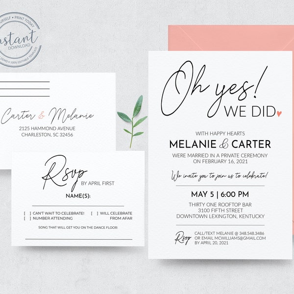 Wedding Reception Only Invitations With Rsvp Etsy