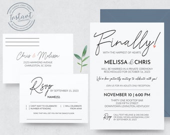 Finally Wedding Postponement Invitation Template - Postponed Wedding - Rescheduled Invite - Invitation and RSVP Card