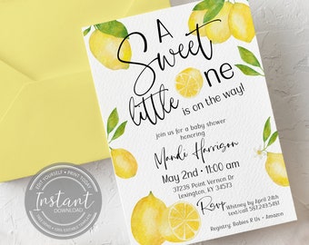 Lemon Baby Shower Invitation: Editable Template (Digital Download)