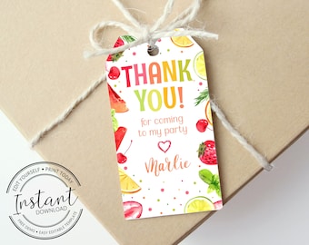 Editable Two-tti Fruitti Gift Tag - Printable Favor Tag - 2nd Birthday Party - Thank You Tag - Tutti Fruity Party