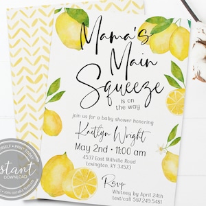 Mamas Main Squeeze Babypartyeinladung - Zitronen-Babyparty-Einladung - Gender Neutral - Limonade-Dusche