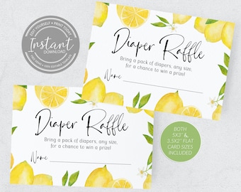 Lemons Baby Shower Diaper Raffle Card - Mamas Main Squeeze - Lemonade Shower - Baby Shower Games