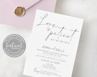 Love is Patient Wedding Invitation Template (DIY Digital Download)