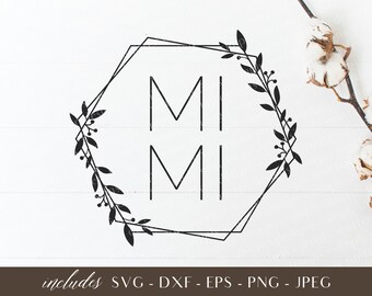 MIMI Hexagon Clip Art - Mimi floral svg - grandparent svg - grandma tshirt modern clip art - cricut cutting file
