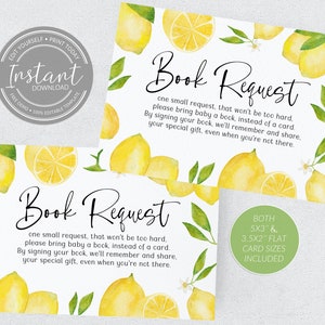 Cartão de solicitação de livro para chá de bebê Lemons - Mamas Main Squeeze - Chá de Limonada - Solicitação de livro para bebê