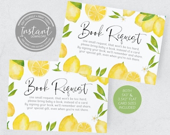 Lemons Baby Shower Book Request Card - Mamas Main Squeeze - Lemonade Shower - Baby Book Request