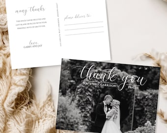Wedding Thank You Photo Postcards: Bride and Groom (Digital Template)