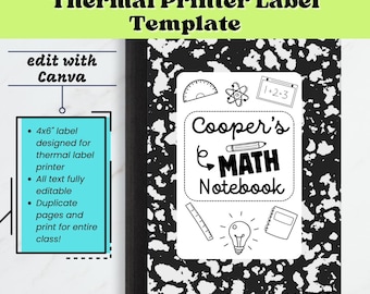 Editable Student Name Labels: 4x6 Thermal Printer Template (Canva Template)