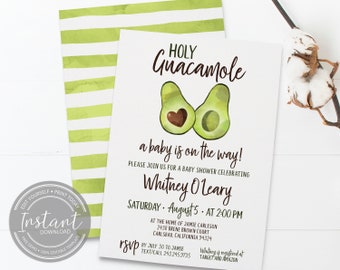 Avocado Baby Shower Invitation: Editable Baby Boy Template