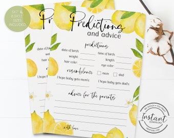 Lemon Baby Shower Predictions & Advice Game (Digital Download)