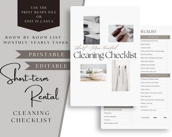 Short Term Rental Cleaning Checklist - Airbnb Cleaning Checklist Digital Download - Editable Rental Cleaning Checklist