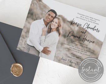 Photo Wedding Invitation - Engagement Photo - Picture Invitation Template - Editable Card - Modern Invitation - Engagement Party Invitation