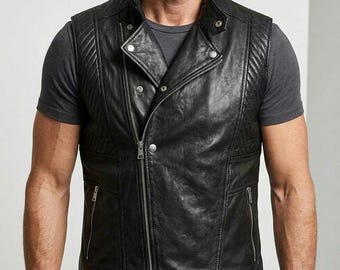 Leather Vest Black Men's Motorcycle Vest