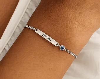 Birthstone bracelet - Personalized Jewelry engraved made-to-measure a unique and symbolic gift for woman